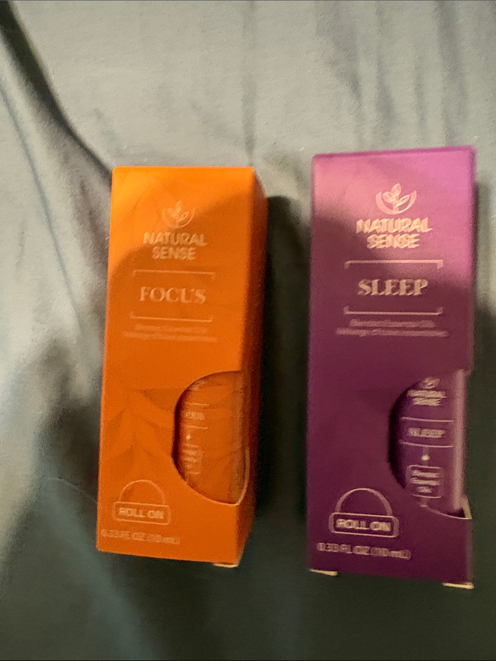Natural Sense Focus & Sleep Roll-On Oils — Orange & Purple new in boxes